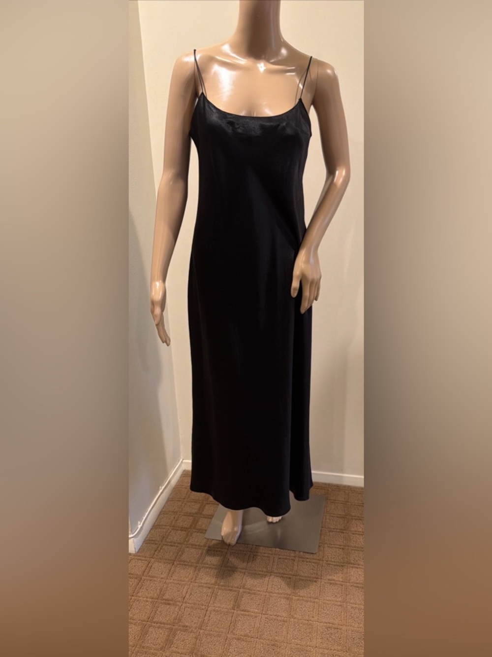Vince Black Satin Maxi Slip Dress Size M